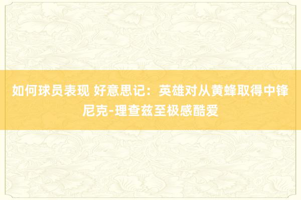 如何球员表现 好意思记：英雄对从黄蜂取得中锋尼克-理查兹至极感酷爱