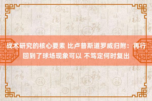 战术研究的核心要素 比卢普斯道罗威归附：再行回到了球场现象可以 不笃定何时复出