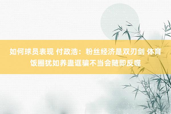 如何球员表现 付政浩：粉丝经济是双刃剑 体育饭圈犹如养蛊诓骗不当会随即反噬