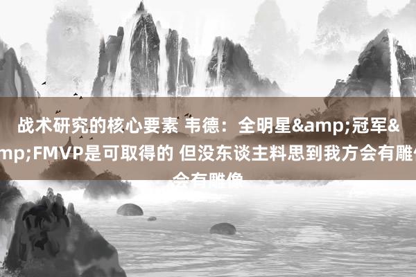 战术研究的核心要素 韦德：全明星&冠军&FMVP是可取得的 但没东谈主料思到我方会有雕像