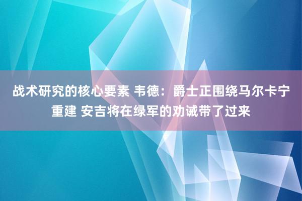 战术研究的核心要素 韦德：爵士正围绕马尔卡宁重建 安吉将在绿军的劝诫带了过来