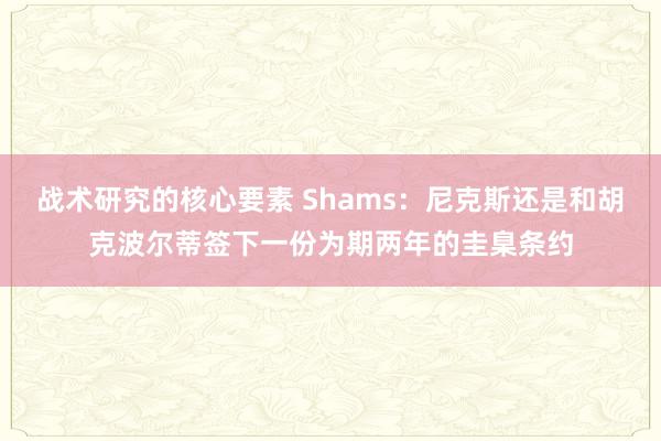 战术研究的核心要素 Shams：尼克斯还是和胡克波尔蒂签下一份为期两年的圭臬条约