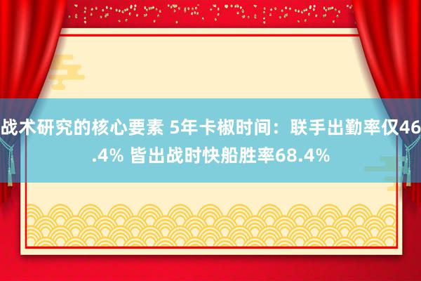 战术研究的核心要素 5年卡椒时间：联手出勤率仅46.4% 皆出战时快船胜率68.4%