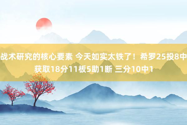 战术研究的核心要素 今天如实太铁了！希罗25投8中获取18分11板5助1断 三分10中1