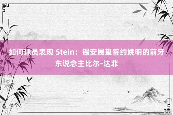 如何球员表现 Stein：锡安展望签约姚明的前牙东说念主比尔-达菲