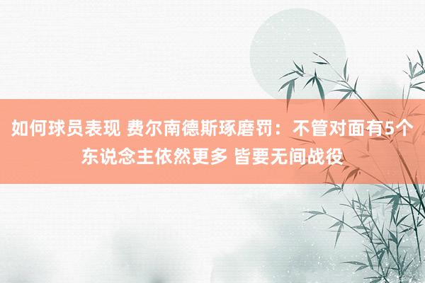 如何球员表现 费尔南德斯琢磨罚：不管对面有5个东说念主依然更多 皆要无间战役