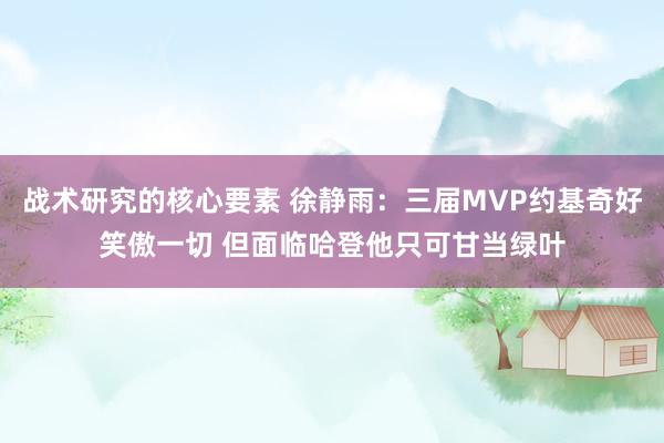 战术研究的核心要素 徐静雨：三届MVP约基奇好笑傲一切 但面临哈登他只可甘当绿叶