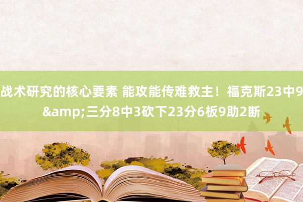 战术研究的核心要素 能攻能传难救主！福克斯23中9&三分8中3砍下23分6板9助2断