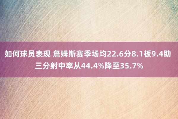 如何球员表现 詹姆斯赛季场均22.6分8.1板9.4助 三分射中率从44.4%降至35.7%