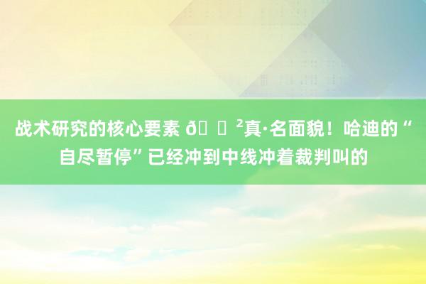 战术研究的核心要素 😲真·名面貌！哈迪的“自尽暂停”已经冲到中线冲着裁判叫的