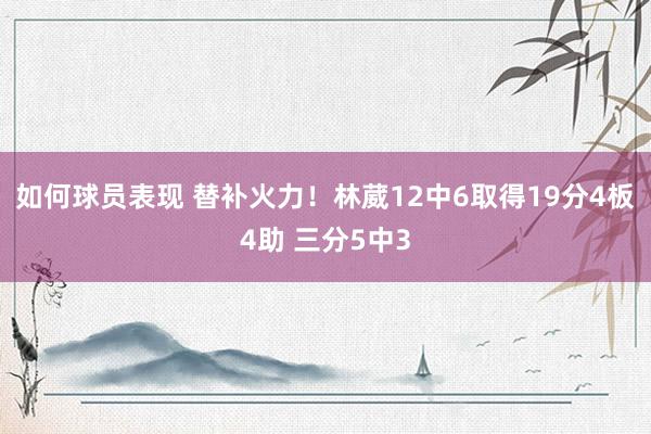 如何球员表现 替补火力！林葳12中6取得19分4板4助 三分5中3