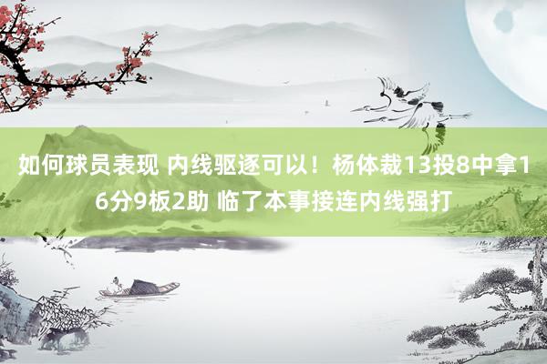 如何球员表现 内线驱逐可以！杨体裁13投8中拿16分9板2助 临了本事接连内线强打