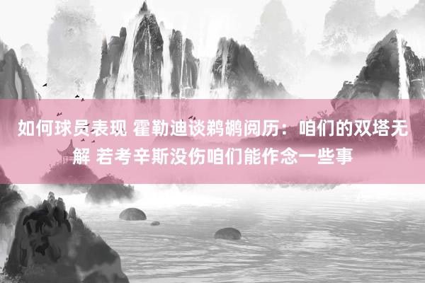 如何球员表现 霍勒迪谈鹈鹕阅历：咱们的双塔无解 若考辛斯没伤咱们能作念一些事