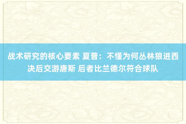 战术研究的核心要素 夏普：不懂为何丛林狼进西决后交游唐斯 后者比兰德尔符合球队