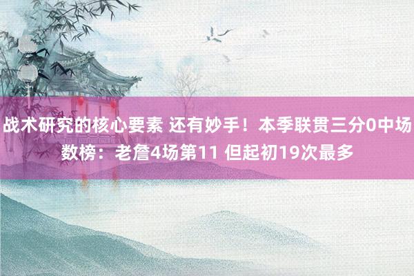 战术研究的核心要素 还有妙手！本季联贯三分0中场数榜：老詹4场第11 但起初19次最多