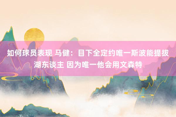 如何球员表现 马健：目下全定约唯一斯波能提拔湖东谈主 因为唯一他会用文森特