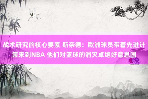 战术研究的核心要素 斯奈德：欧洲球员带着先进计策来到NBA 他们对篮球的消灭卓绝好意思国