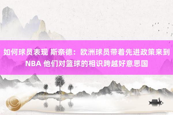 如何球员表现 斯奈德：欧洲球员带着先进政策来到NBA 他们对篮球的相识跨越好意思国