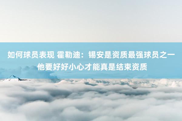 如何球员表现 霍勒迪：锡安是资质最强球员之一 他要好好小心才能真是结束资质