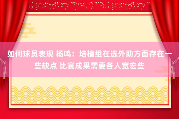 如何球员表现 杨鸣：培植组在选外助方面存在一些缺点 比赛成果需要各人宽宏些