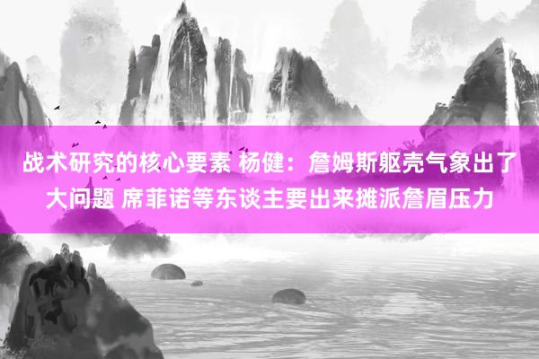 战术研究的核心要素 杨健：詹姆斯躯壳气象出了大问题 席菲诺等东谈主要出来摊派詹眉压力