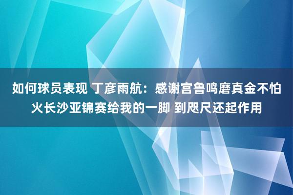 如何球员表现 丁彦雨航：感谢宫鲁鸣磨真金不怕火长沙亚锦赛给我的一脚 到咫尺还起作用