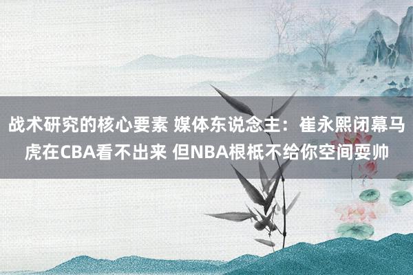 战术研究的核心要素 媒体东说念主：崔永熙闭幕马虎在CBA看不出来 但NBA根柢不给你空间耍帅