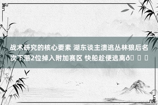 战术研究的核心要素 湖东谈主溃逃丛林狼后名次下落2位掉入附加赛区 快船趁便逃离😋