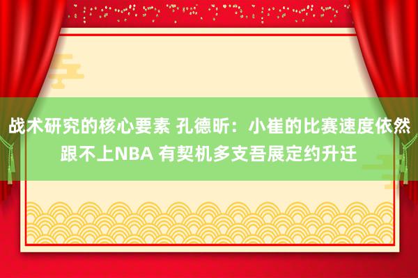 战术研究的核心要素 孔德昕：小崔的比赛速度依然跟不上NBA 有契机多支吾展定约升迁