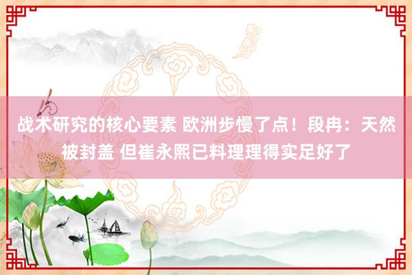 战术研究的核心要素 欧洲步慢了点！段冉：天然被封盖 但崔永熙已料理理得实足好了