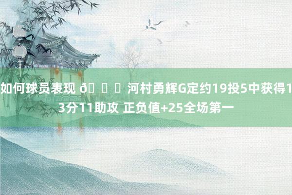 如何球员表现 👀河村勇辉G定约19投5中获得13分11助攻 正负值+25全场第一