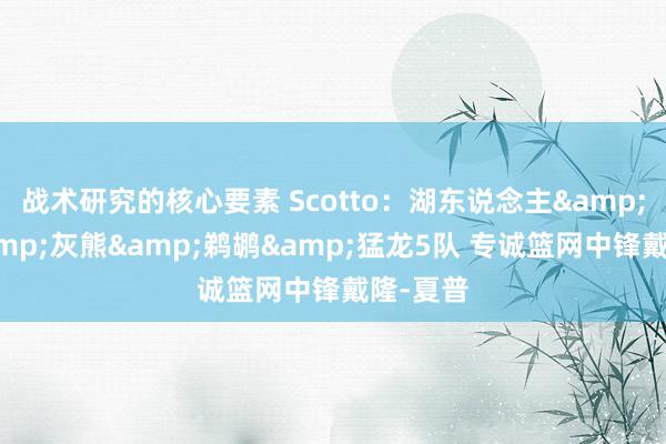 战术研究的核心要素 Scotto：湖东说念主&快船&灰熊&鹈鹕&猛龙5队 专诚篮网中锋戴隆-夏普