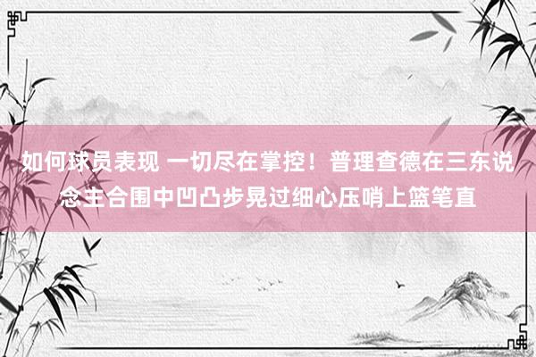 如何球员表现 一切尽在掌控！普理查德在三东说念主合围中凹凸步晃过细心压哨上篮笔直