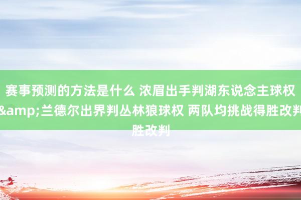 赛事预测的方法是什么 浓眉出手判湖东说念主球权&兰德尔出界判丛林狼球权 两队均挑战得胜改判