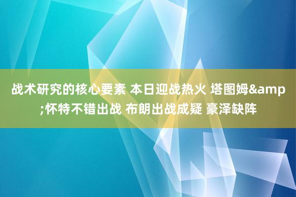 战术研究的核心要素 本日迎战热火 塔图姆&怀特不错出战 布朗出战成疑 豪泽缺阵