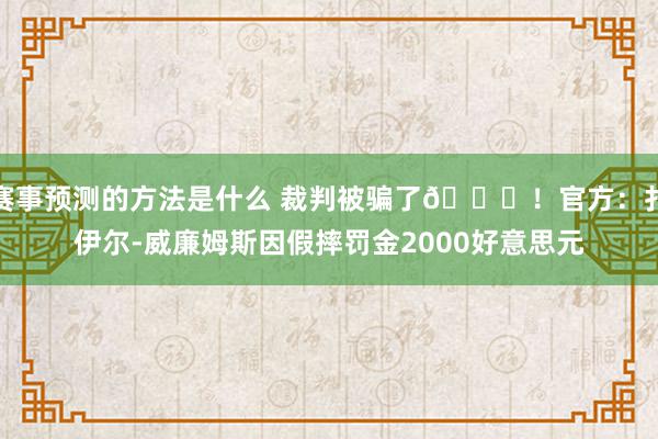 赛事预测的方法是什么 裁判被骗了😅！官方：扎伊尔-威廉姆斯因假摔罚金2000好意思元