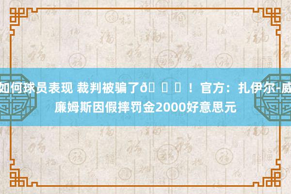 如何球员表现 裁判被骗了😅！官方：扎伊尔-威廉姆斯因假摔罚金2000好意思元