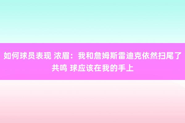 如何球员表现 浓眉：我和詹姆斯雷迪克依然扫尾了共鸣 球应该在我的手上