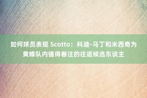 如何球员表现 Scotto：科迪-马丁和米西奇为黄蜂队内值得眷注的往返候选东谈主